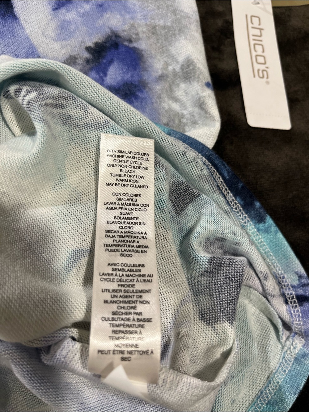 NWT Chicos Women’s CoziSoft Size 2 Large V-Neck Floral Abstract Blue Purple Top - Picture 13 of 14